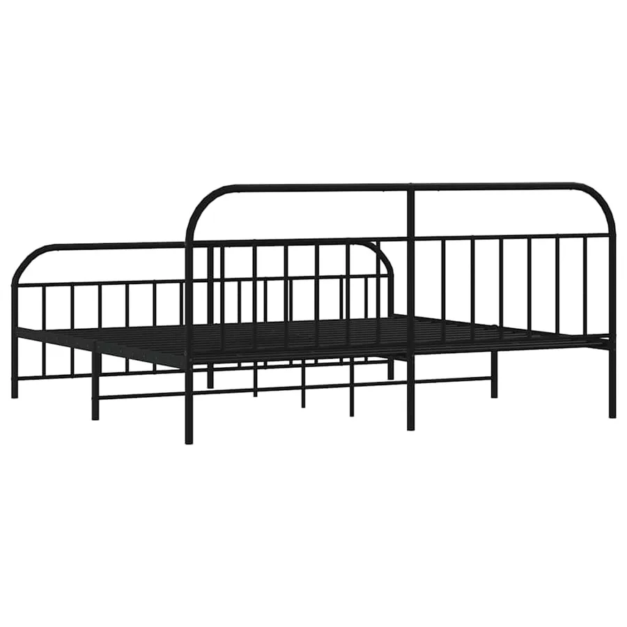Cadre de lit métal sans matelas avec pied de lit noir 193x203cm - 8