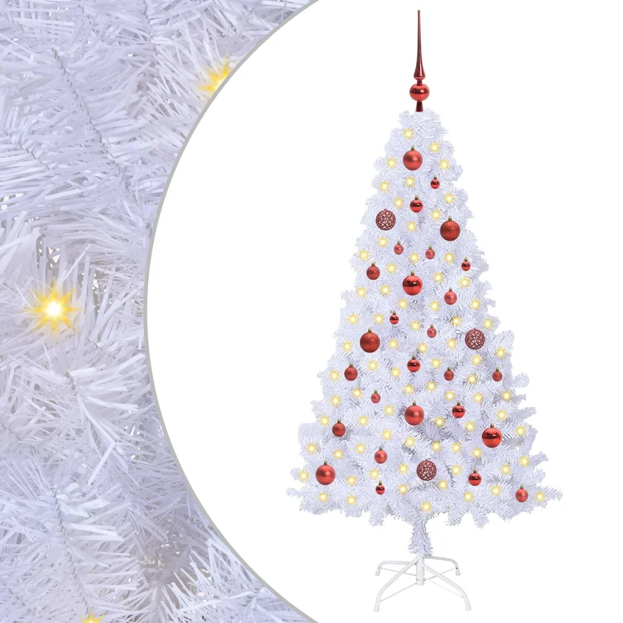 Sapin de Noël artificiel avec 150 LED Blanc 150 cm PVC et Acier - 2