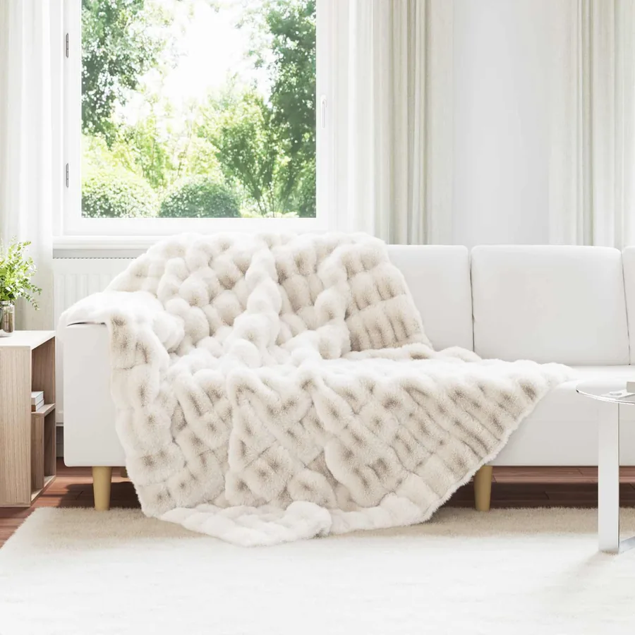 Couverture antidérapante en fausse de lapin Olite 4 pcs Blanc