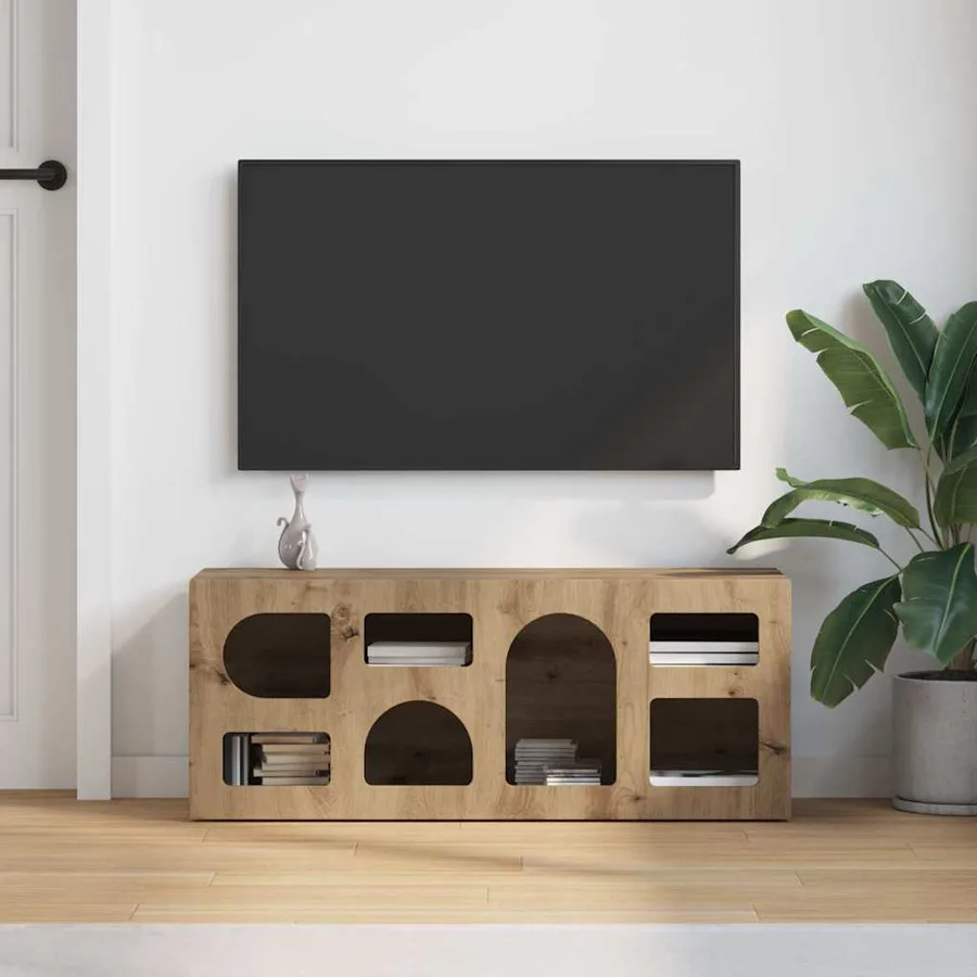 Meuble TV ELST 100 x 35 x 40 cm Chêne artisanal - 4