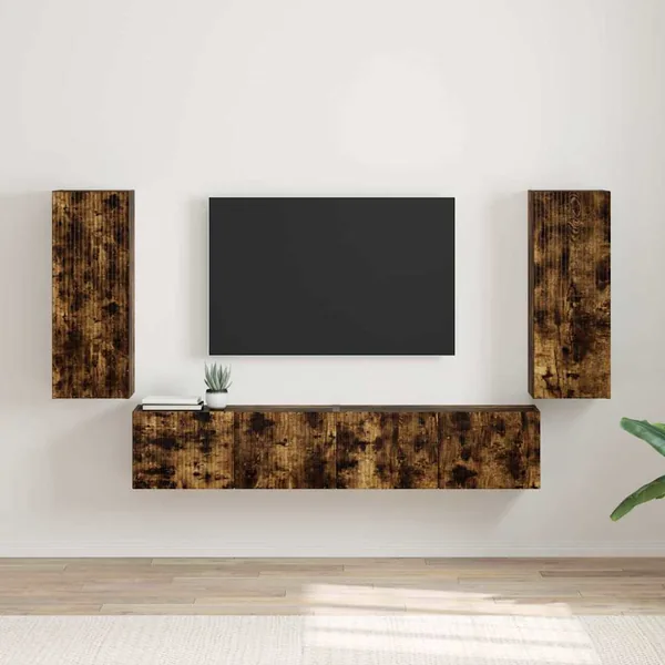Meuble TV mural Montage mural 2 pcs Chêne fumé 30 x 31 x 80 cm