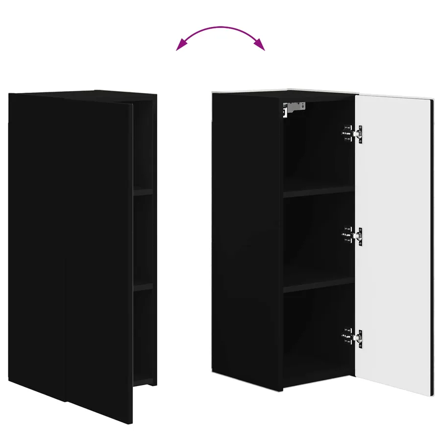 Ensemble de meuble TV mural 4 pcs Noir Bois d'ingénierie - 11
