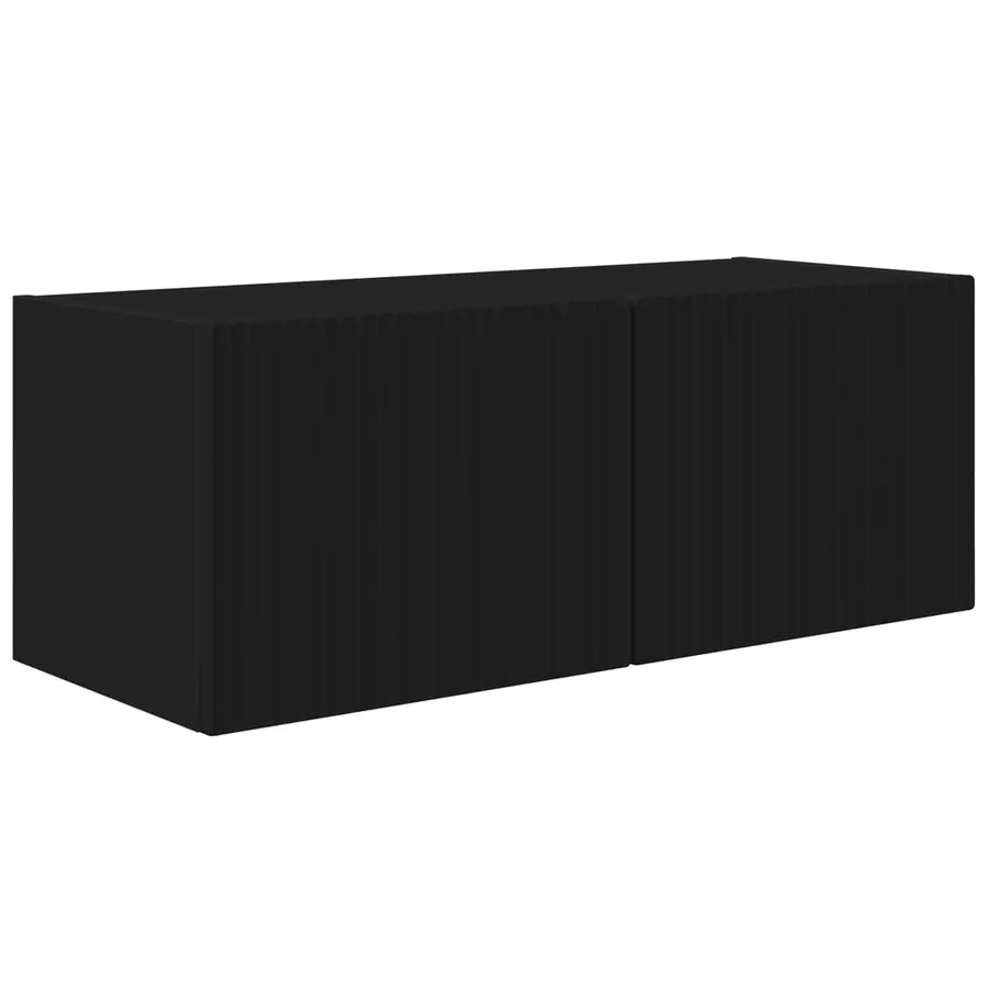 Ensemble de meuble TV mural 4 pcs Noir Bois d'ingénierie - 5