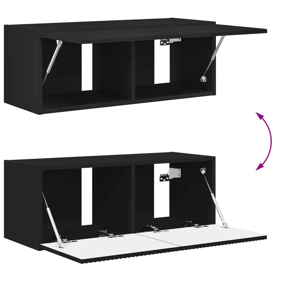 Ensemble de meuble TV mural 4 pcs Noir Bois d'ingénierie - 8