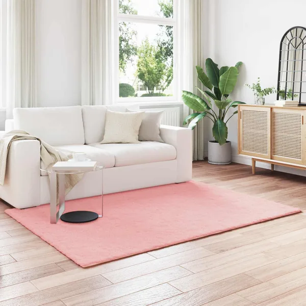 Tapis antidérapant en fausse de lapin OLITE Rose 120 x 170 cm