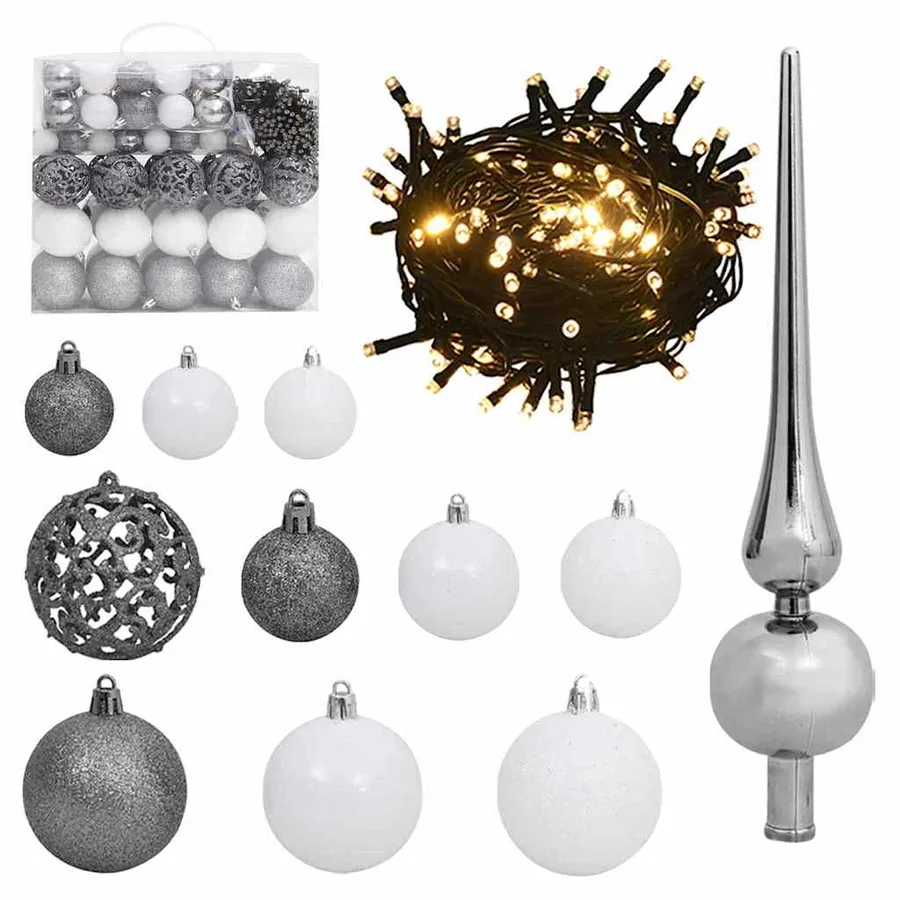 Arbre de Noël artificiel pré-éclairé avec ensemble de boules - 7