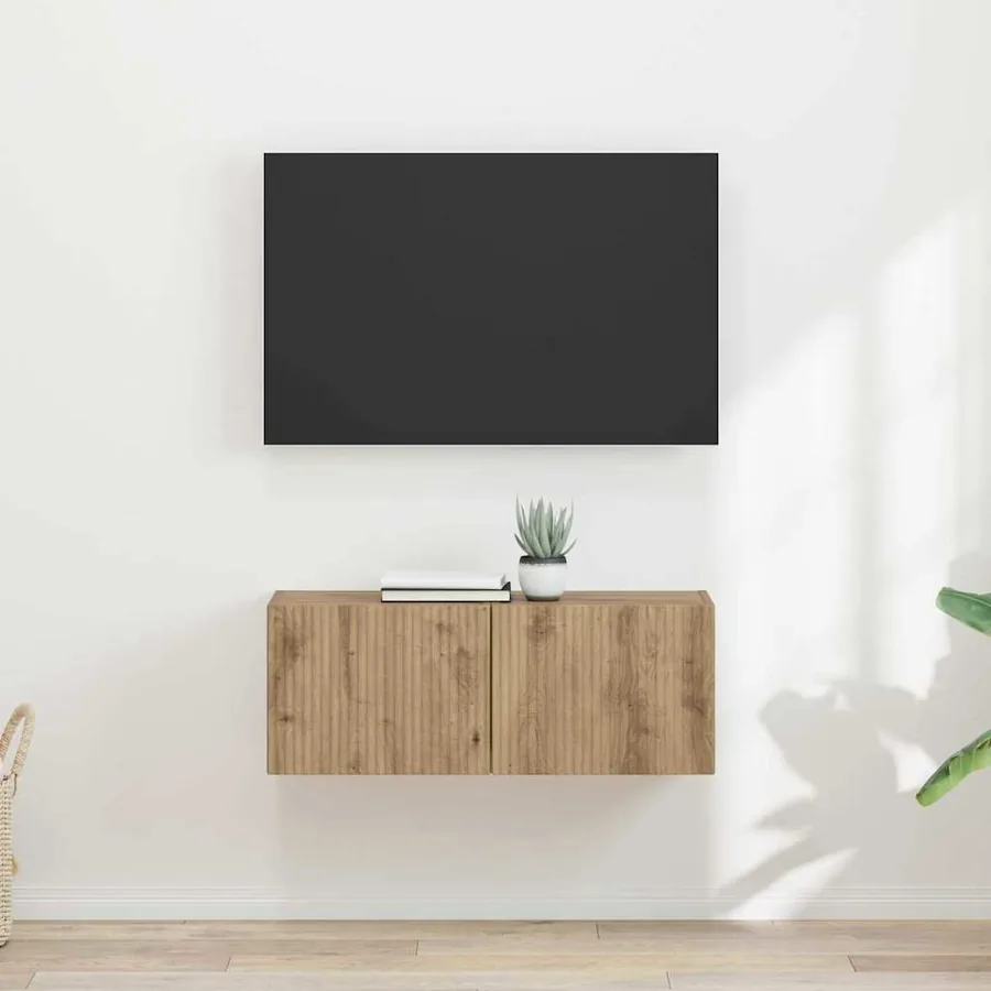 Meuble TV mural 2 pcs Chêne artisan Bois d'ingénierie