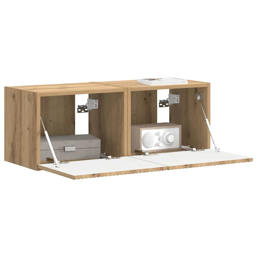 Meuble TV mural 2 pcs Chêne artisan Bois d'ingénierie - 3