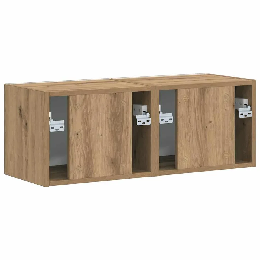 Meuble TV mural 2 pcs Chêne artisan Bois d'ingénierie - 9