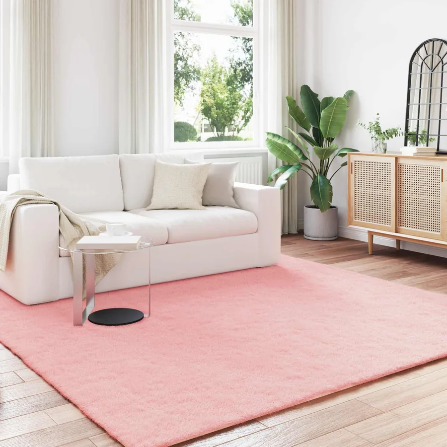Tapis antidérapant en fausse de lapin OLITE Rose 200 x 200 cm