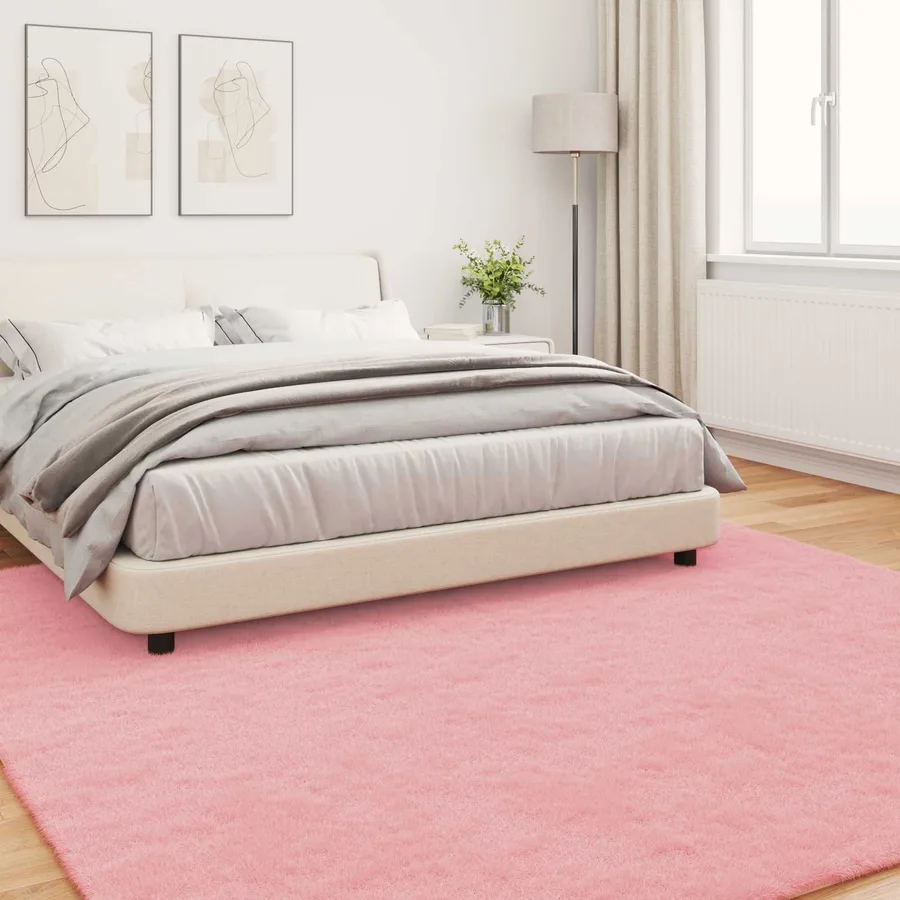 Tapis antidérapant en fausse de lapin OLITE Rose 200 x 200 cm - 4