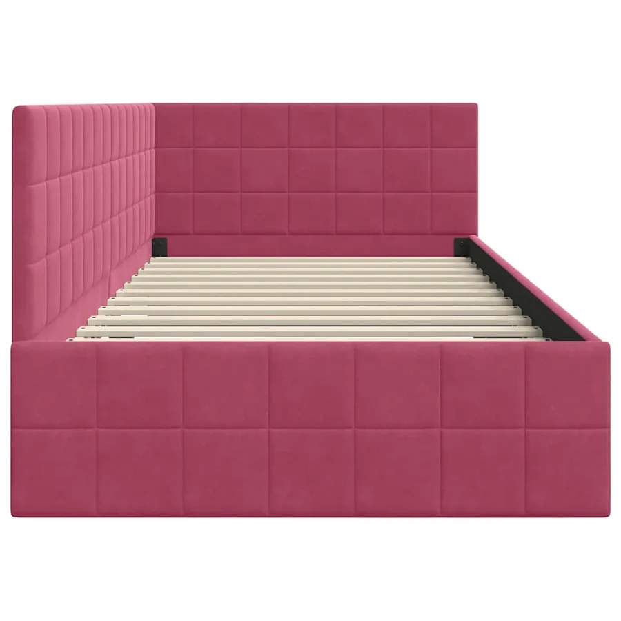 Cadre de lit d'angle Bordeaux 100 cm x 200 cm Velours - 6