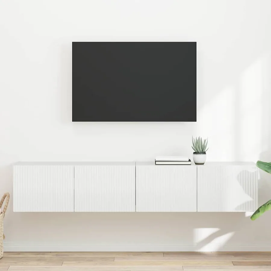 Meuble TV mural 2 pcs Blanc Brillant 78,5 x 31 x 29,5 cm