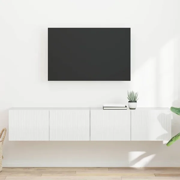 Meuble TV mural 2 pcs Blanc Brillant 78,5 x 31 x 29,5 cm