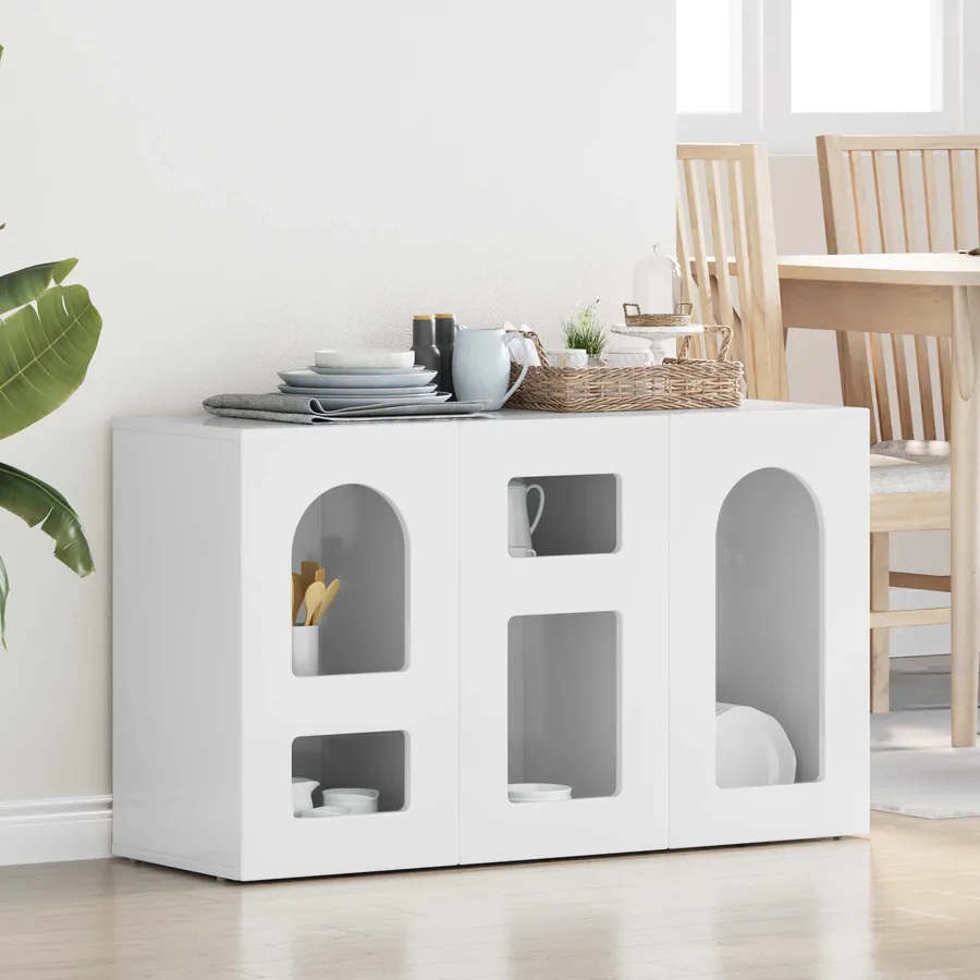 Buffet ELST Blanc brillant 100 x 35 x 59 cm Bois d'ingénierie
