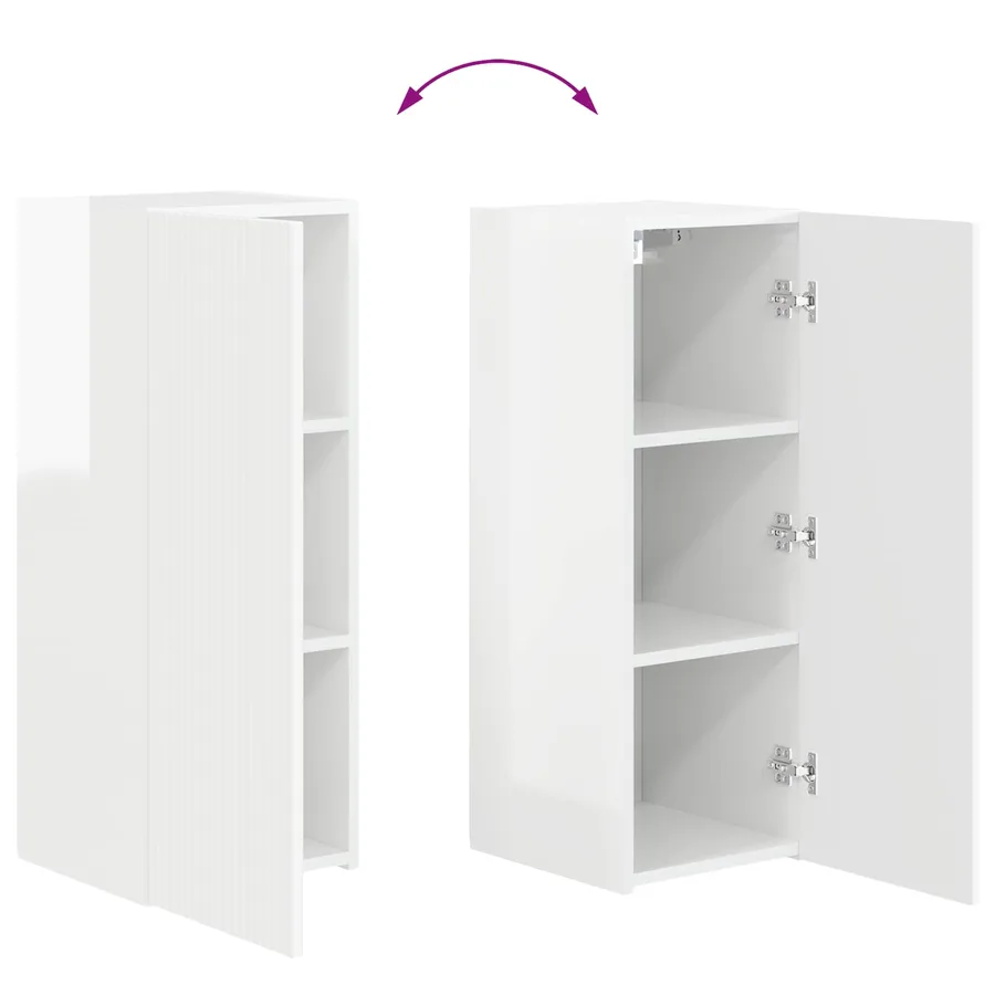 Ensemble de meuble TV mural Montage mural 4 pcs Blanc brillant - 11