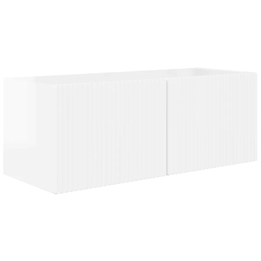 Ensemble de meuble TV mural Montage mural 4 pcs Blanc brillant - 5