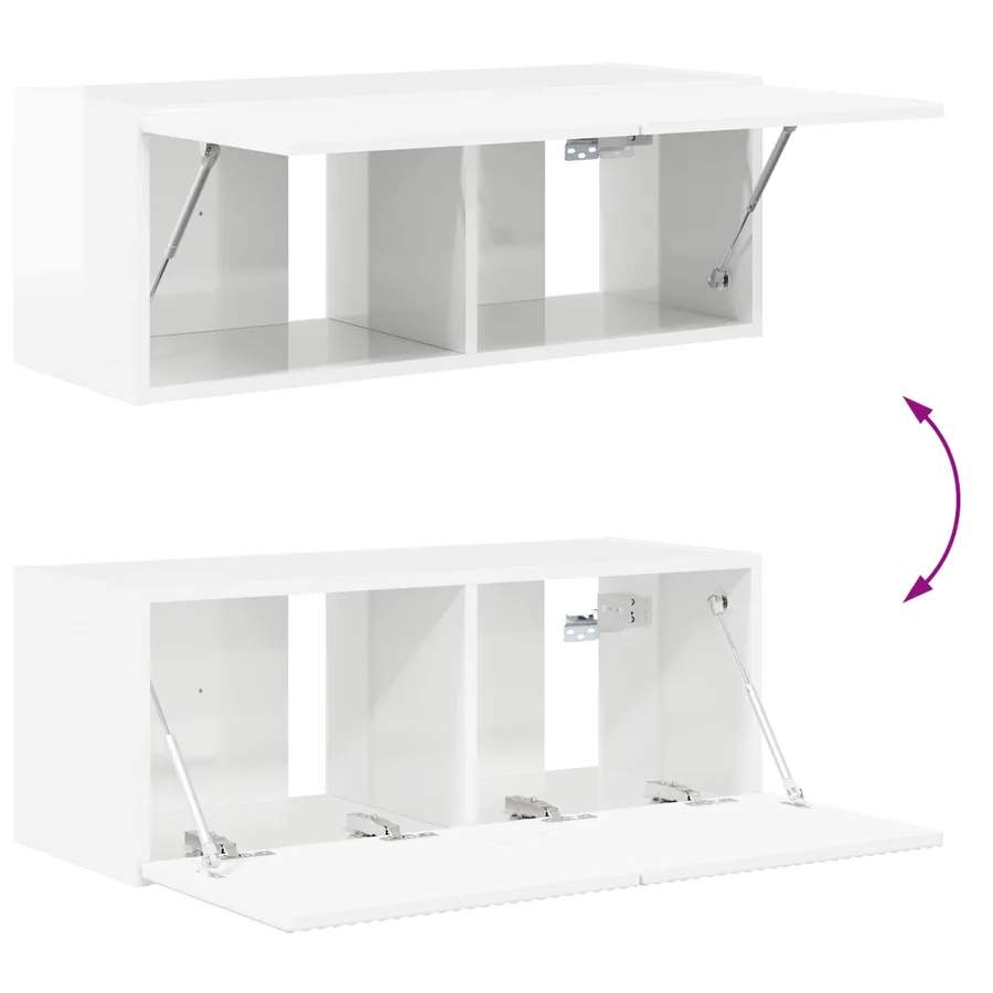 Ensemble de meuble TV mural Montage mural 4 pcs Blanc brillant - 8