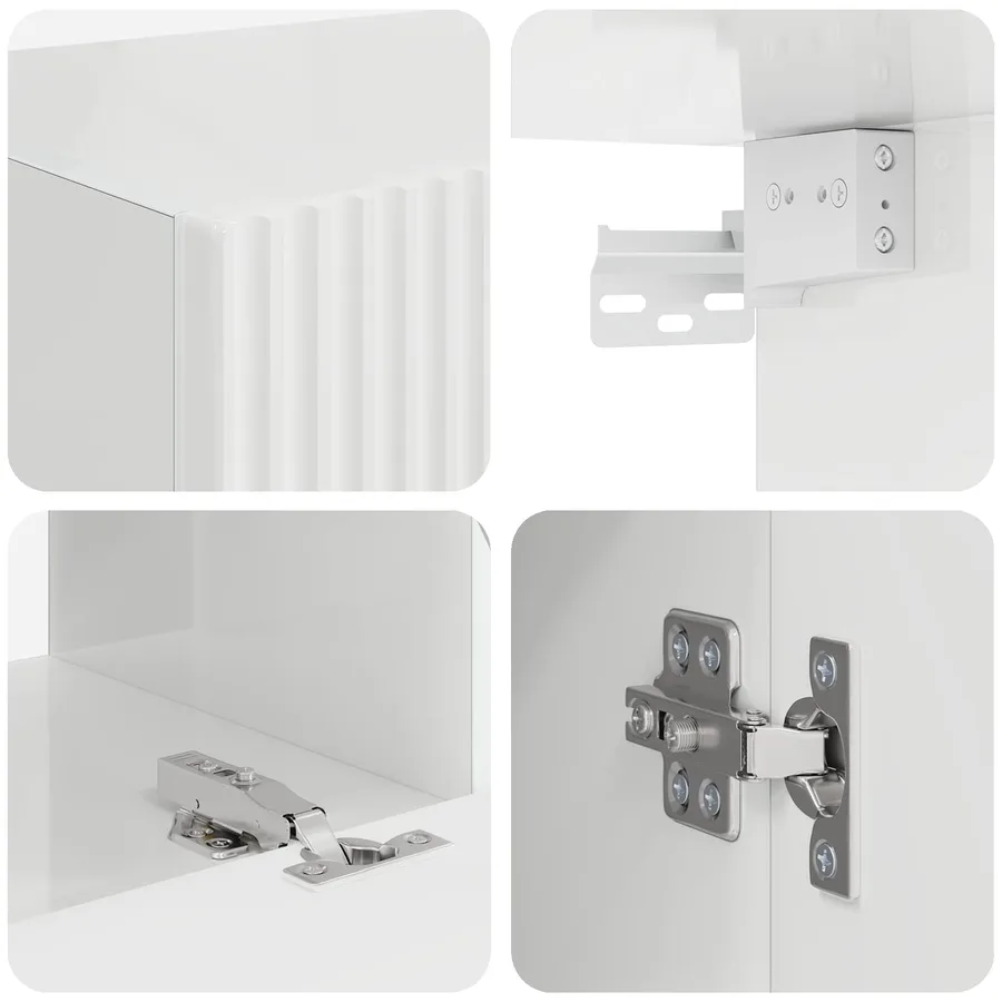 Ensemble de meuble TV mural Montage mural 4 pcs Blanc brillant - 9
