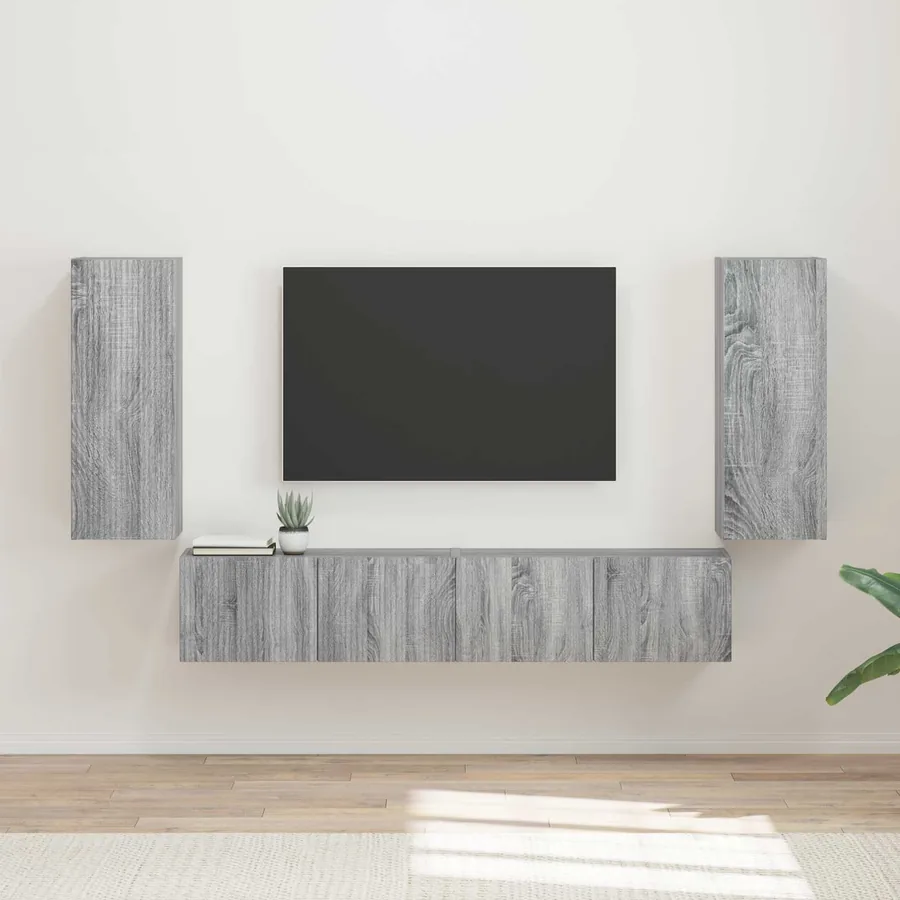 Ensemble de meuble TV mural 4 pcs Gris Sonoma Bois d'ingénierie