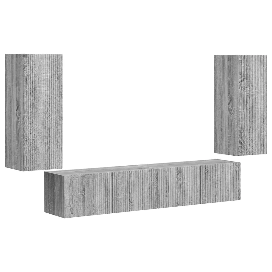 Ensemble de meuble TV mural 4 pcs Gris Sonoma Bois d'ingénierie - 2