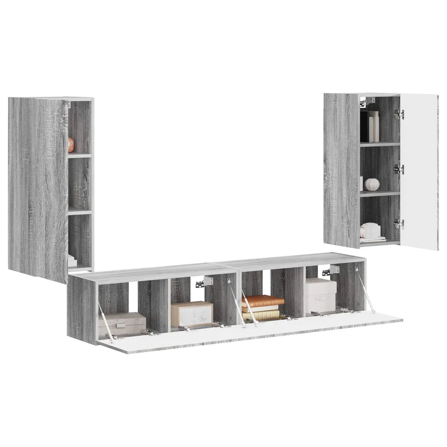 Ensemble de meuble TV mural 4 pcs Gris Sonoma Bois d'ingénierie - 3