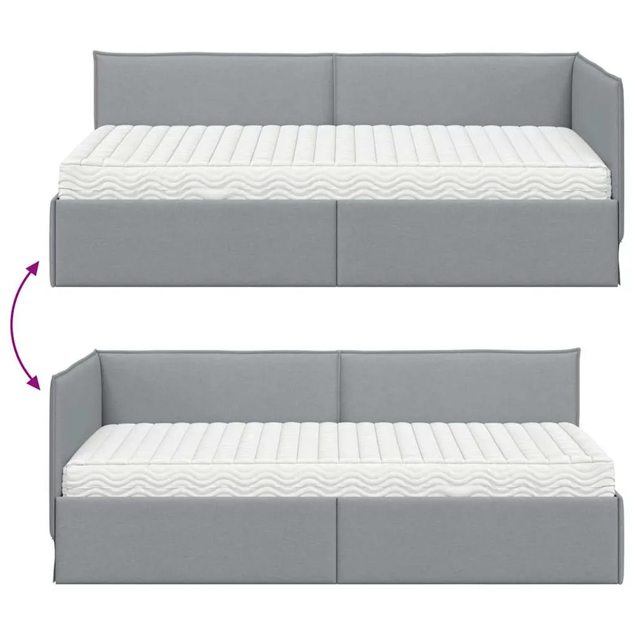 Cadre de lit d'angle avec matelas 2 pcs Gris clair Velours - 12