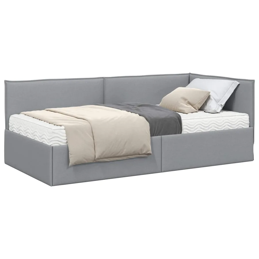 Cadre de lit d'angle avec matelas 2 pcs Gris clair Velours - 2