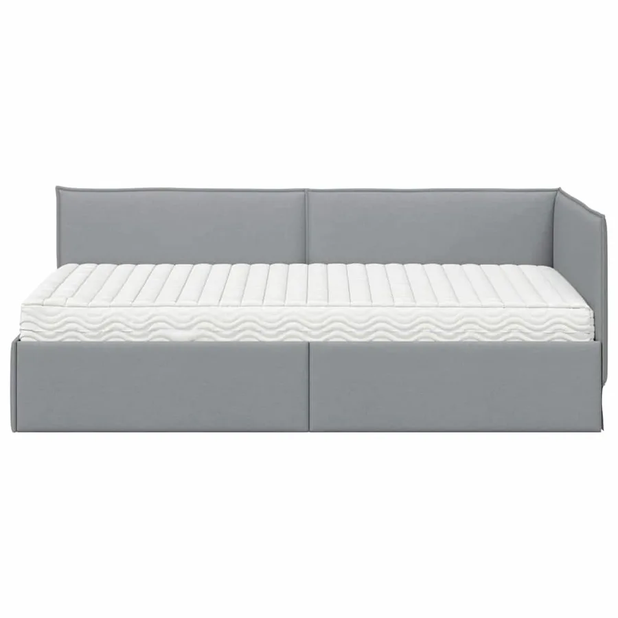Cadre de lit d'angle avec matelas 2 pcs Gris clair Velours - 5