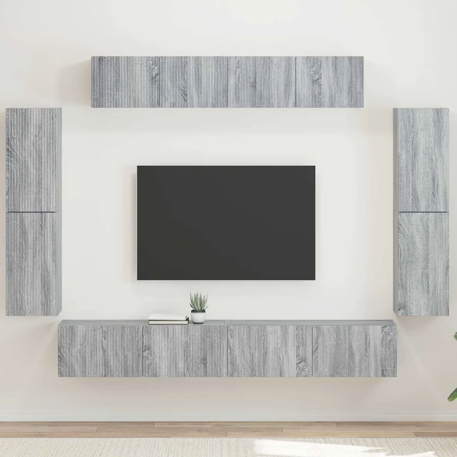 Meuble TV 8 pcs Gris Sonoma