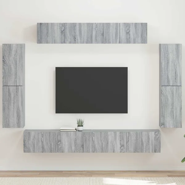 Meuble TV 8 pcs Gris Sonoma