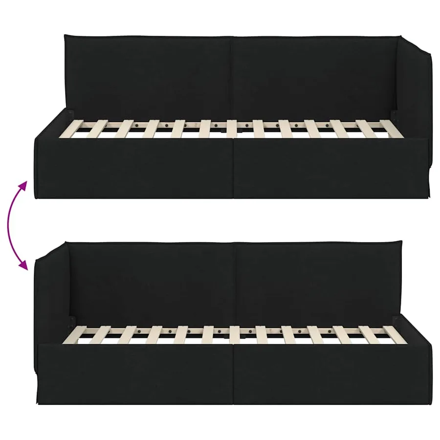 Cadre de lit d'angle avec tête de lit Noir 80 x 200 cm tissu - 9