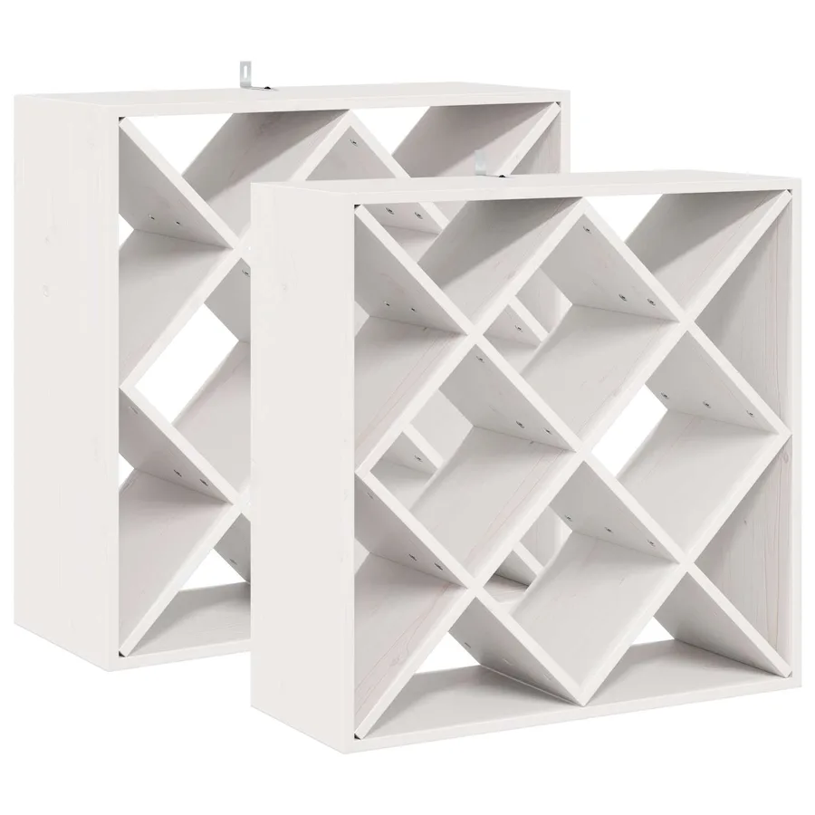 Étagère à vin 2 pcs Blanc 62 x 25 x 62 cm Pin massif - 2