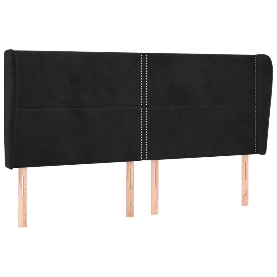 Tête de lit avec oreilles Noir 203x23x118/128 cm Velours - 2