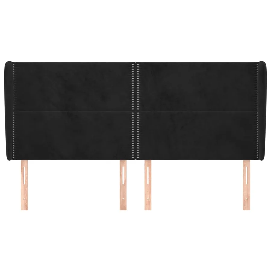 Tête de lit avec oreilles Noir 203x23x118/128 cm Velours - 3
