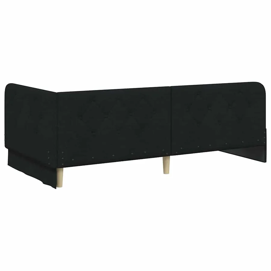 Cadre de lit d'angle Noir 90 x 190 cm tissu - 7