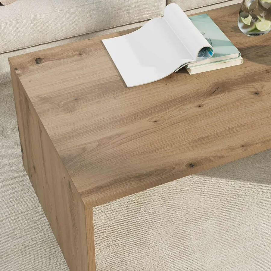 Table basse Chêne artisanal 95 x 50 x 34 cm Bois d'ingénierie - 4
