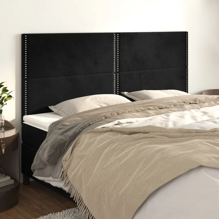 Tête de lit Noir 200x5x118/128 cm Velours