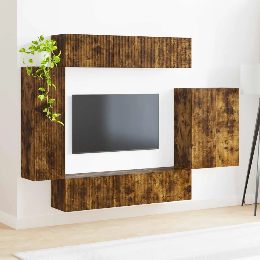 Ensemble de meuble TV mural Montage mural 6 pcs Chêne fumé - 4