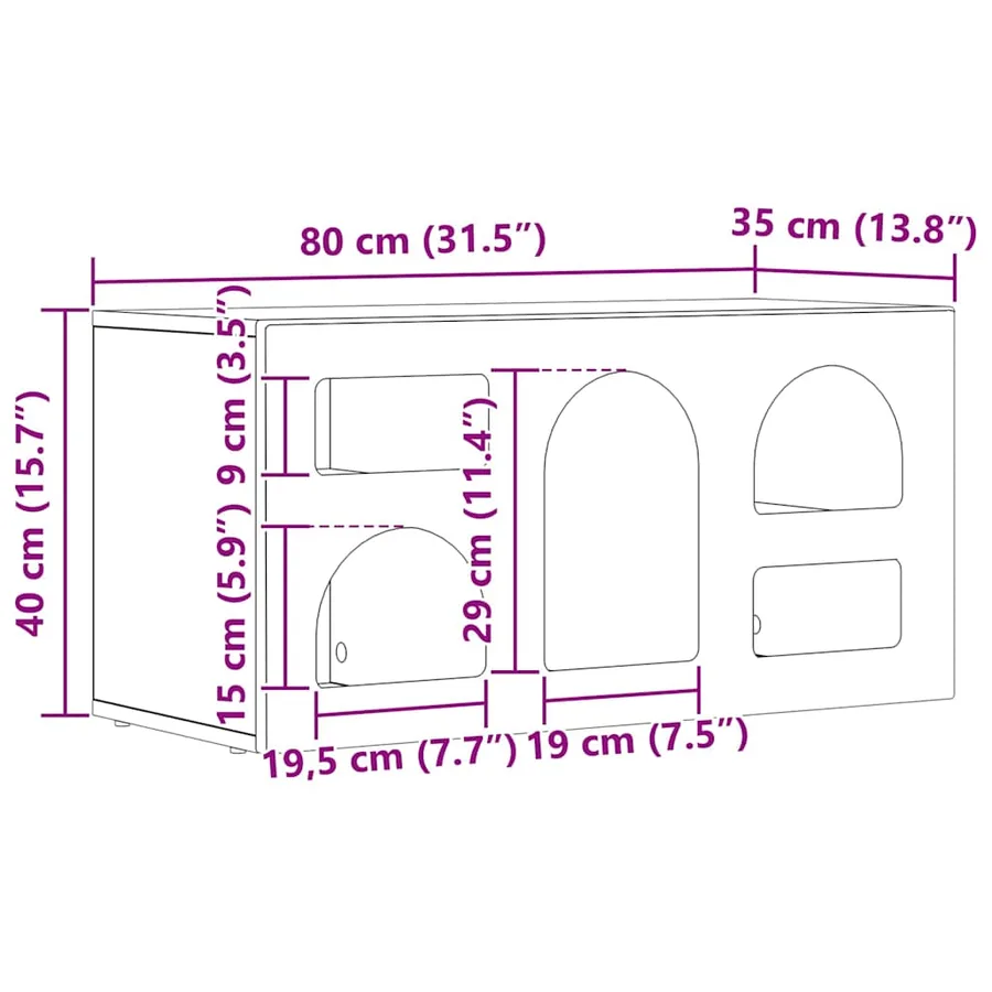 Meuble TV ELST 80 x 35 x 40 cm Blanc brillant Bois d'ingénierie - 11