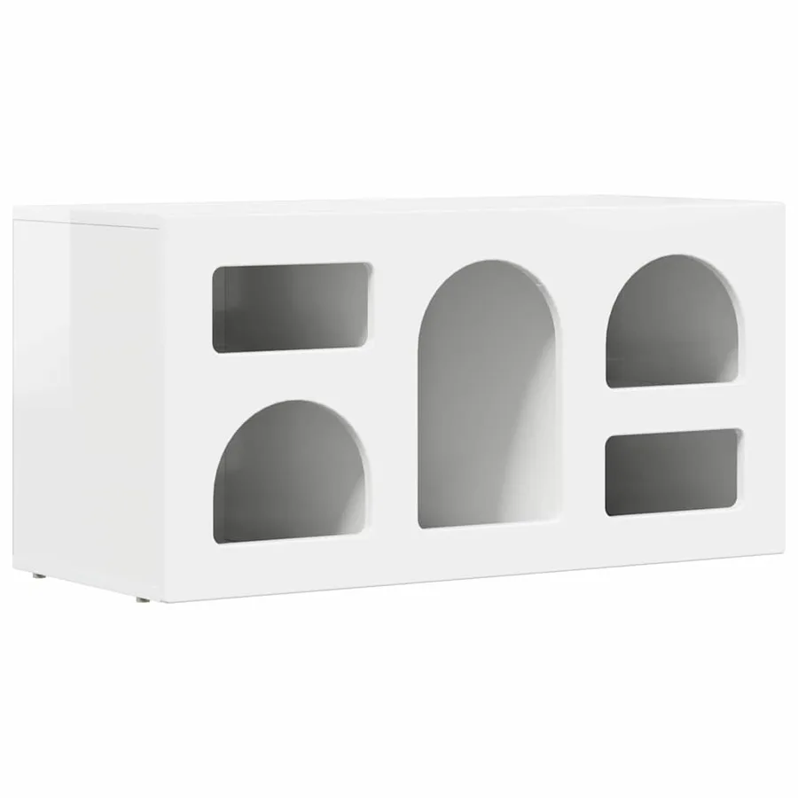 Meuble TV ELST 80 x 35 x 40 cm Blanc brillant Bois d'ingénierie - 2