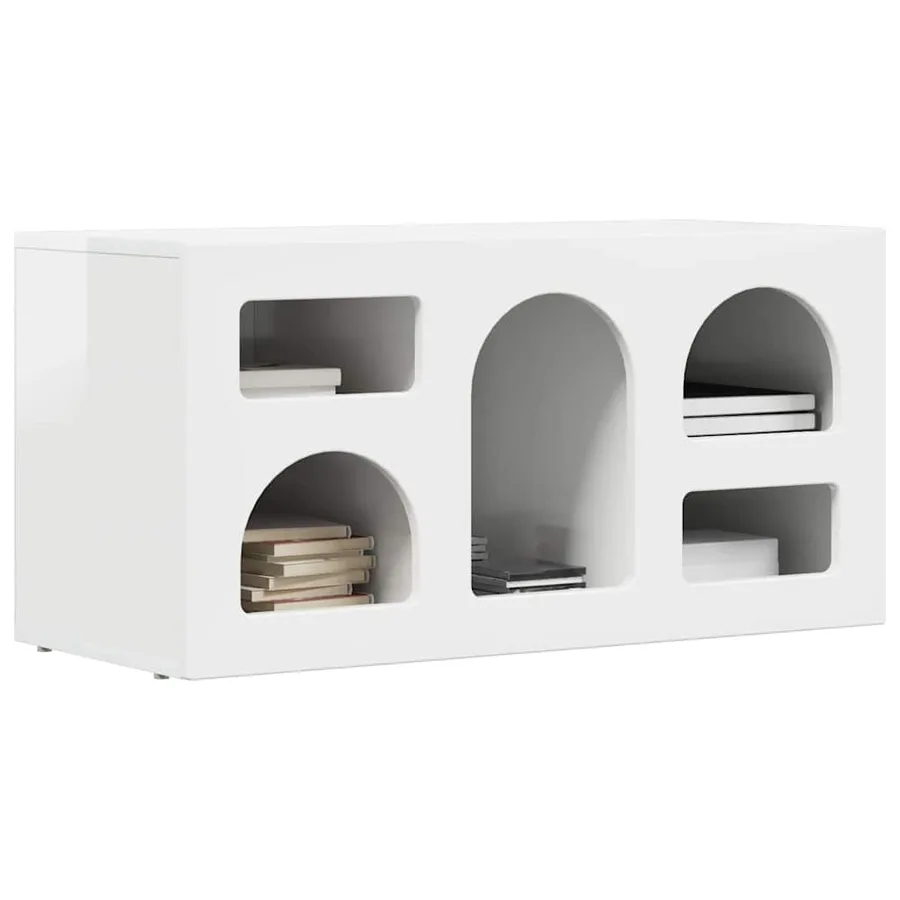 Meuble TV ELST 80 x 35 x 40 cm Blanc brillant Bois d'ingénierie - 3