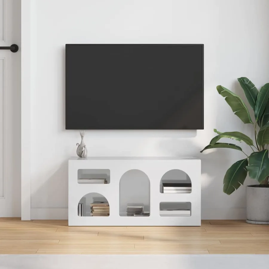 Meuble TV ELST 80 x 35 x 40 cm Blanc brillant Bois d'ingénierie - 4