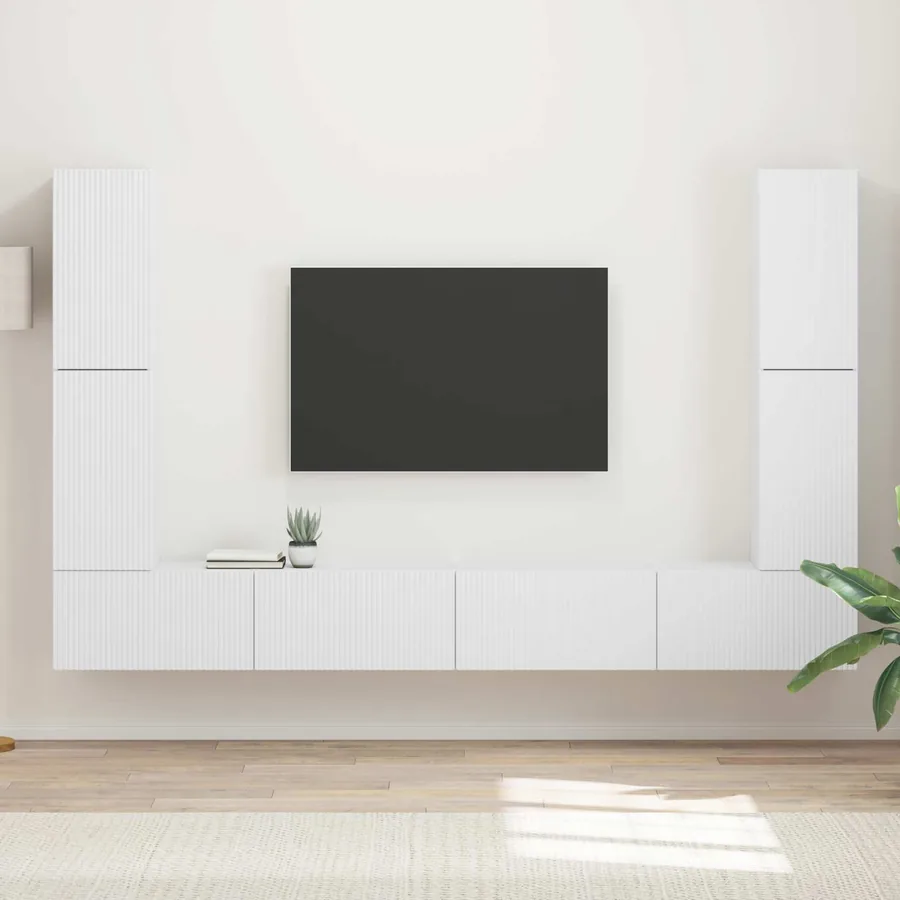Ensemble meuble TV 8 pcs Blanc Bois d'ingénierie