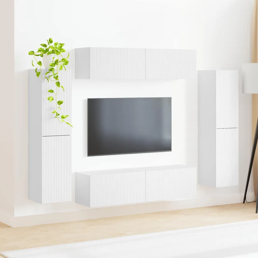 Ensemble meuble TV 8 pcs Blanc Bois d'ingénierie - 4