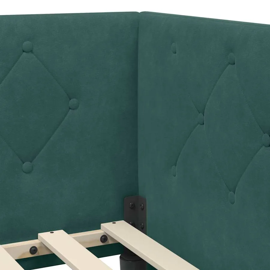 Cadre de lit d'angle Vert foncé 100 x 200 cm Velours - 10