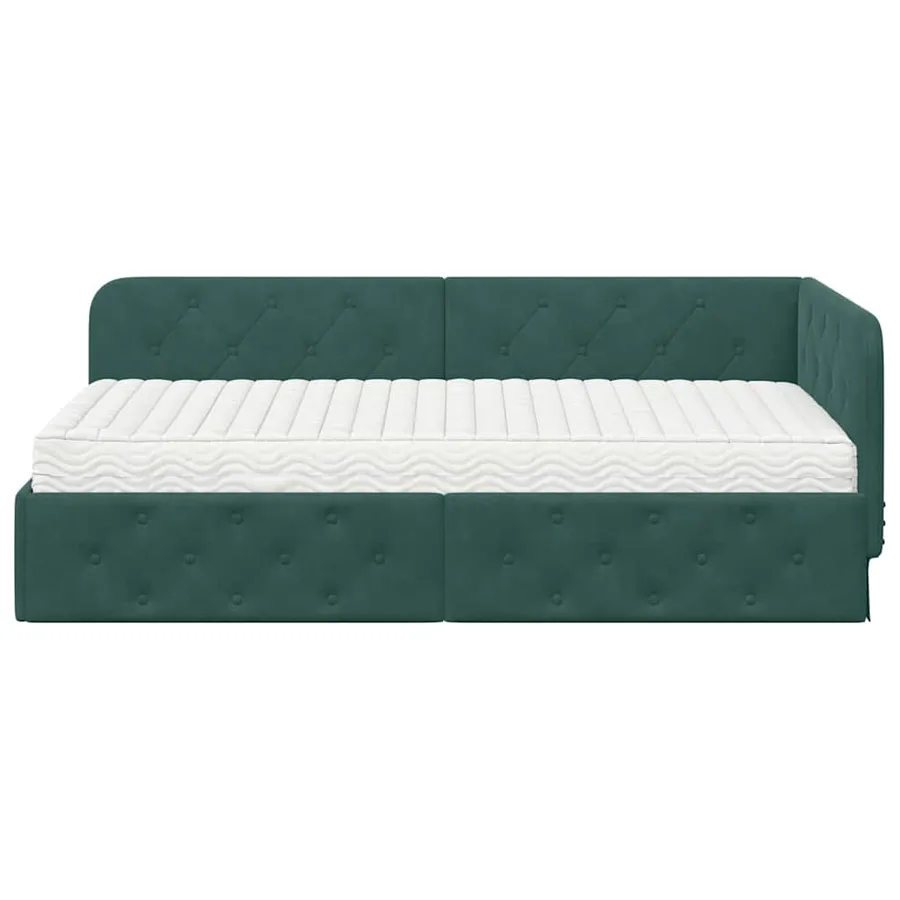 Cadre de lit d'angle Vert foncé 100 x 200 cm Velours - 5