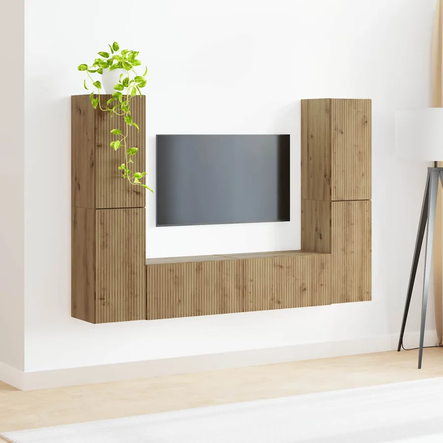 Ensemble meuble TV 6 pcs Chêne artisanal Bois d'ingénierie - 4