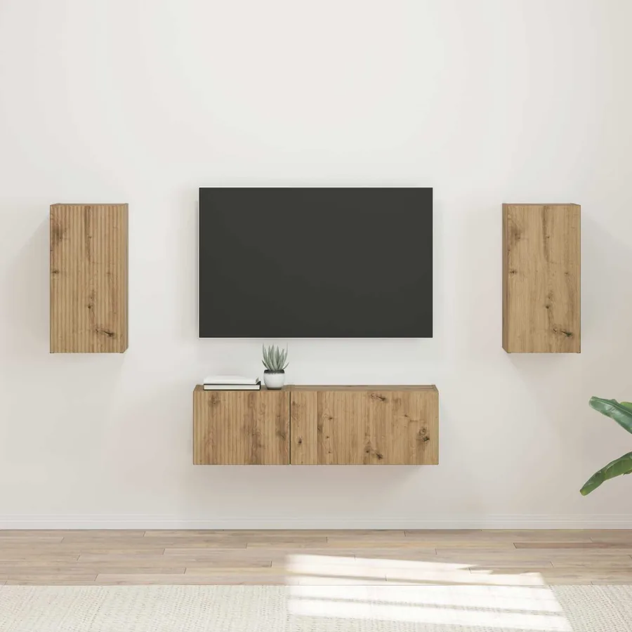 Ensemble de meuble TV mural 4 pcs Chêne artisanal