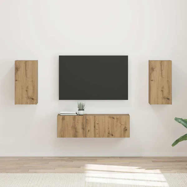 Ensemble de meuble TV mural 4 pcs Chêne artisanal